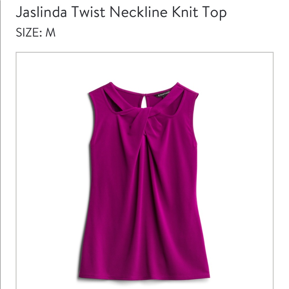 Jaslinda Twist Neckline Knit Top Magenta